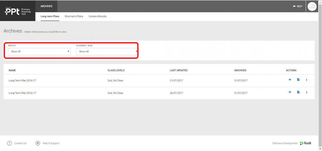 Primary Planning Tool Archive 