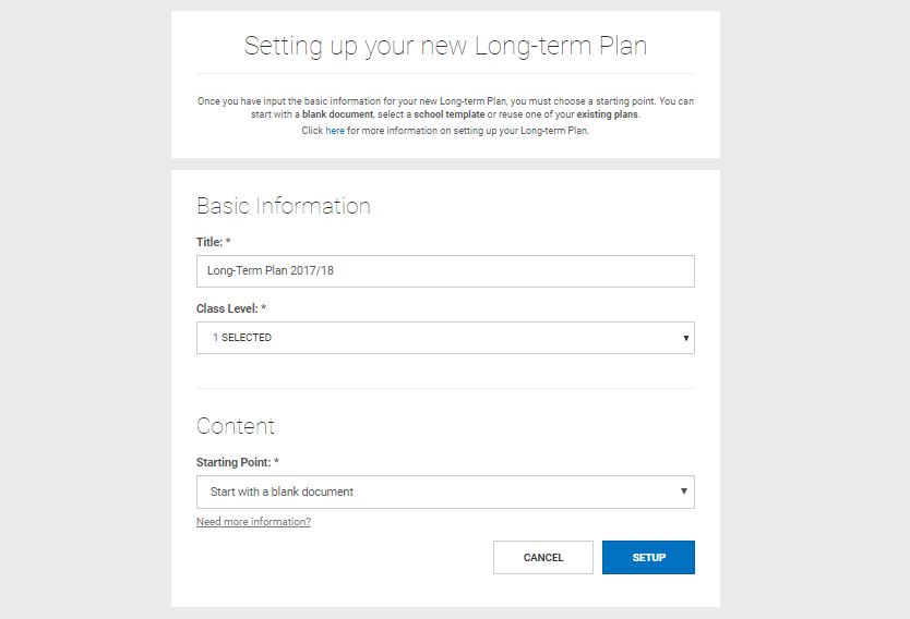 creating a new Long-term Plan